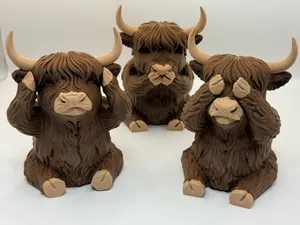 Highland Cows: Hear, See, Speak No Evil
