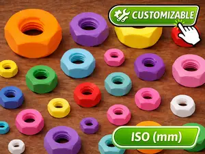 Customizable ISO Parametric Nut (from M1.6 to M64)