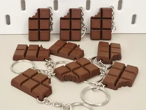 Cute bitten chocolate bar keychain