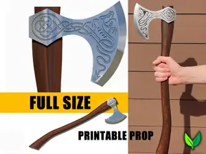 3D Printable Viking Axe Full-size Replica Cosplay