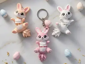 Cute Flexi Easter Bunny - Articulated Toy/Keychain