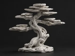 Stone Bonsai Tree - Minimalist Modern Decor