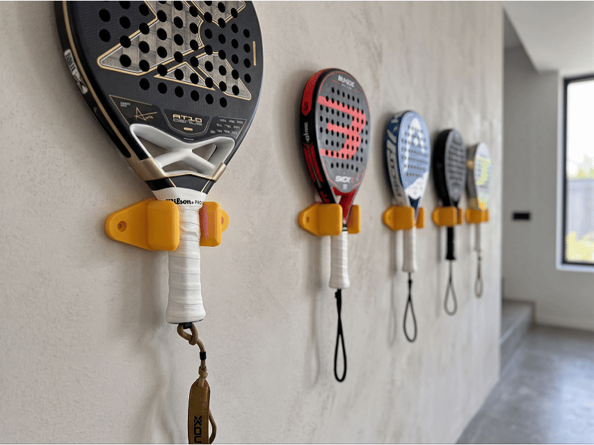 Padel Racket Wall Mount (With Custom Nameplate)