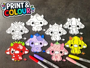 Berry Cows - Print & Colour by Freya