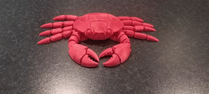 Articulated crab print-in-place flexi fidget toy