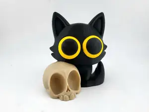 Kawaii Demon Cat with Skull desk decor sweet cute