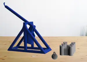 Trebuchet Catapult w Sieged Castle|Print in Place