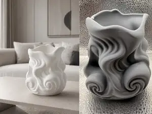 White Swirl Wave Vase Modern Home Decor