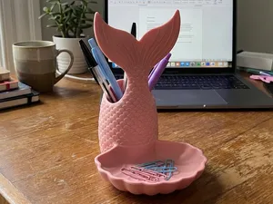 Mermaid Tail & Shell Desk Organizer
