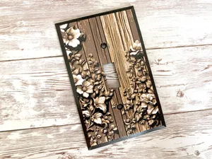 Floral Light Switch Cover in Sepia Tones, HueForge