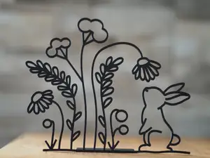 Bunny with flowers and stand
