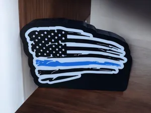 Blue Line Light Box - US Flag supporting Police