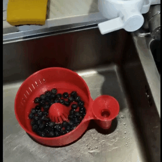 Tap water driven fruit and vegetable washing basin
