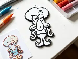 章鱼哥涂色画挂件-DIY涂鸦填色手工卡-儿童涂色画画玩具