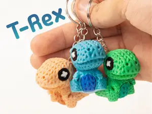 Mini Knitted T-Rex – Articulated & Keychain