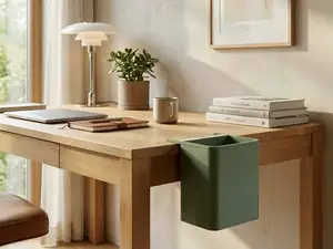 Desk mounted trash can