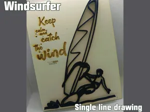 Windsurfer single line drawing