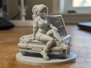 Mechanic Girl on Classic Car