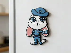 兔子警官朱迪多色打印冰箱贴-可爱卡通徽章-动漫磁吸家居装饰-预留4X2孔位