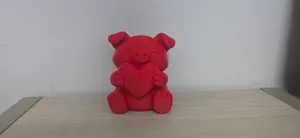 Cute Red Piglet Holding Heart Figurine