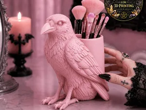 Pastel Goth Raven Brush Holder