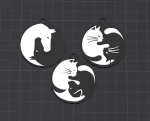 yin yang pets keychain/neck charm(free commercial)