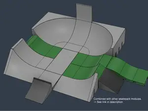 Fingerboard Half Pipe Low Profile - Modular
