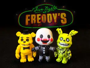 mini flexi FNAF Springtrap, Golden Freddy & Puppet
