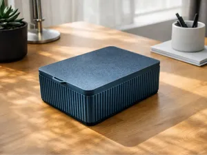 Sliding Lid Storage Box – Organizer Ribbed Design