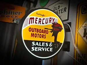 MERCURY (Vintage Outboards) ~ 2-Sided Round Light