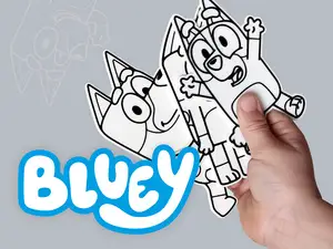 Bluey Coloring Kit. Paintable Relief Plates