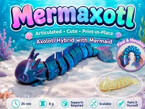 Mermaxotl Axolotl x Mermaid flexi articulated toy