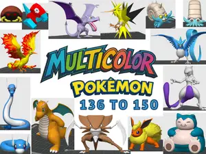 Multicolor Pokemon 136 to 150 (Gen 1)