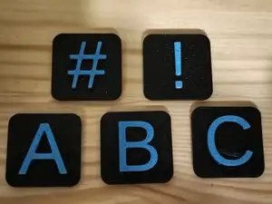 Alphabet letters, numbers & symbols on rounded box