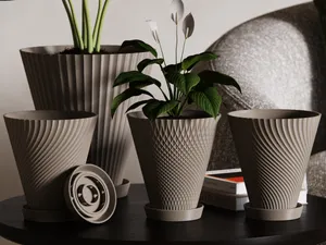 Scandi-Style Quilt Flower Pot with Drainage Tray