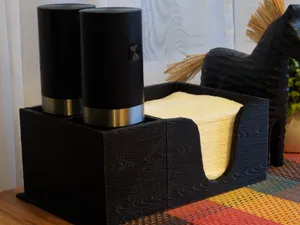 Rustic Wood Texture Salt, Pepper & Napkin Caddy