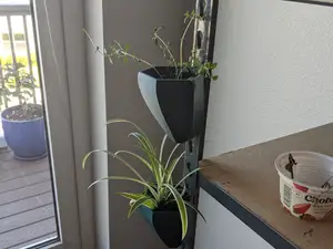 Shelf mounted hanging pots