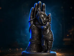 Sleeping Baby Ganesha on Shivji's Hand