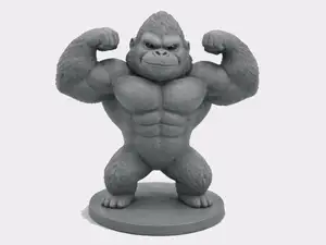 Gorilla Figurine – Muscular Cartoon-Style Statue