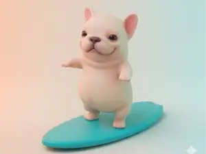Surfing Dog Keychain