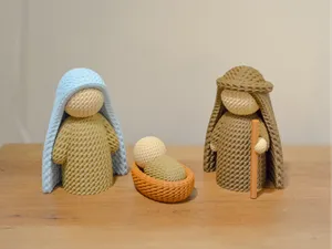 Cute Crochet Nativity Christmas couple and baby