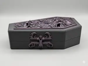 Goth Ring Jewelry Box w/ Calla Lilies & Bat Latch