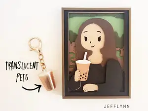 Mona Lisa drinking Bubble Tea - Shadow Box