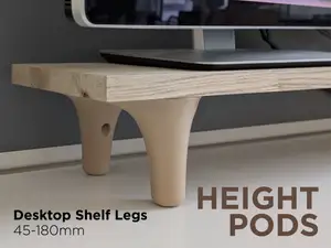 Height Pods - Sculpted Desktop Shelf Legs 48-180mm