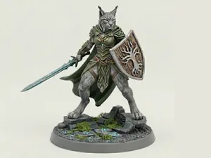 Tabaxi Lynx Druid/Ranger D&D Miniature (43mm)