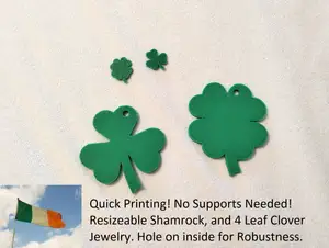Simple Shamrock and Clover Jewelry - Resizable!