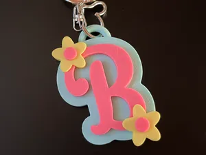 Porta-chaves Letra B Flores