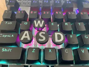 buttons (wasd) for a typewriter-style keyboard