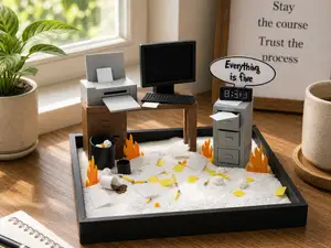 Corporate Dumpster Fire Zen Garden (Everything i
