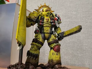 space marine 40k - a veteran with a coat of arms